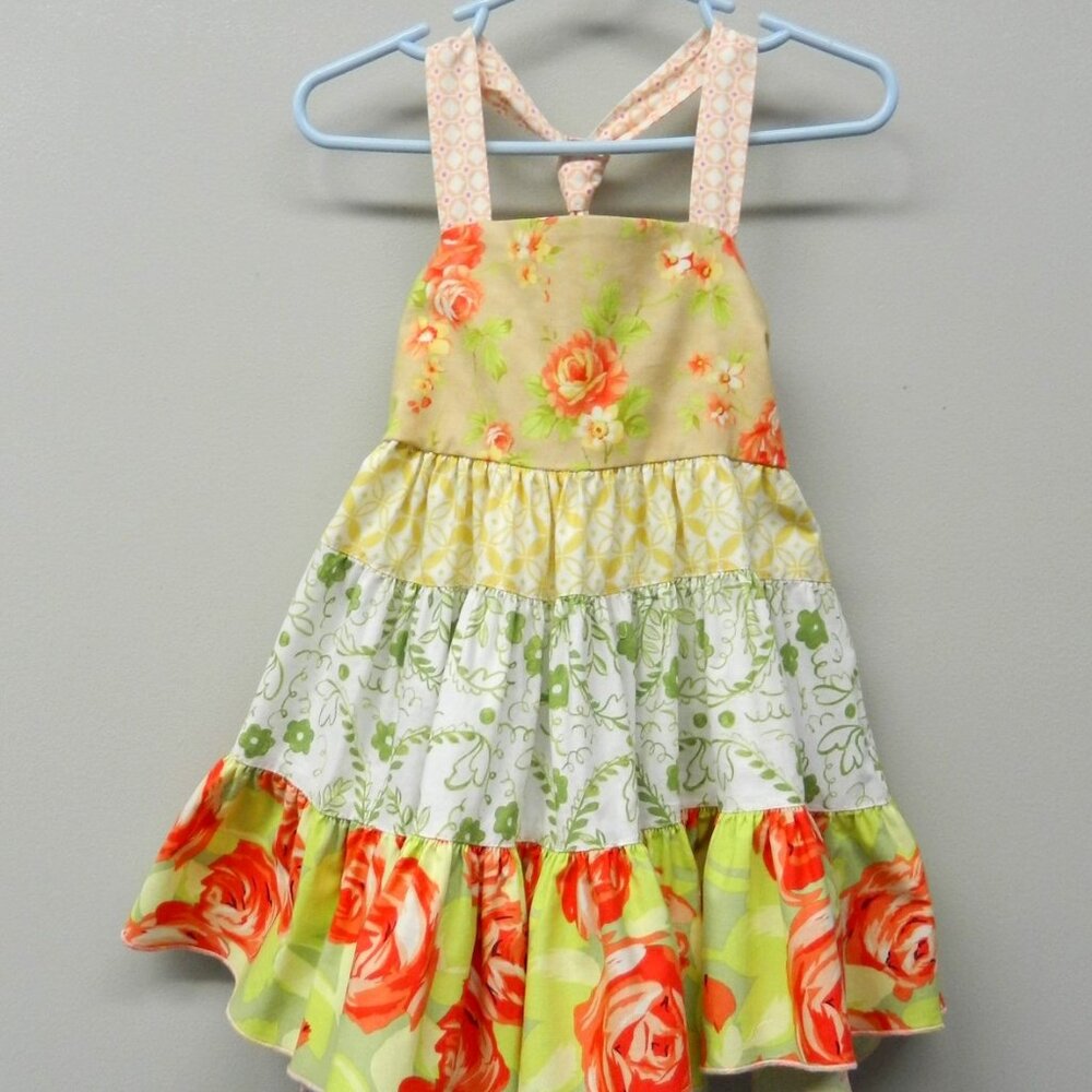 Girls size 2 Tiered Sundress Dress Floral Olive Mae